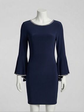 MSK Dark Blue Tunic with Rhinestone Trim